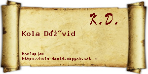 Kola Dávid névjegykártya